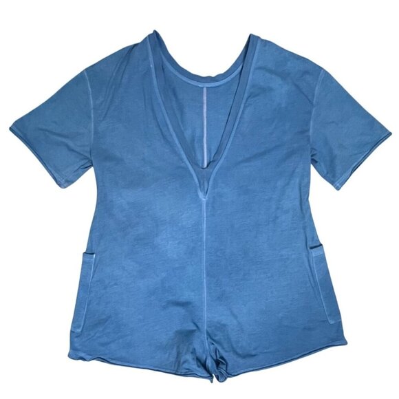 NWOT Free People Hot Shot Tee Romper Custom Dyed Dusty Blue Size XS/TP NEW! - Picture 4 of 10